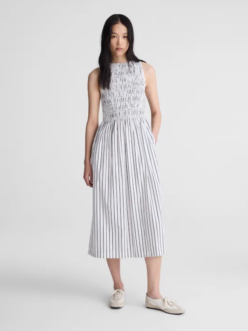 NWOT Madewell Boatneck Smocked MIDI Dress